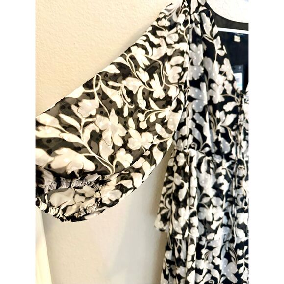 NWT Tommy Hilfiger Women's Balloon Sleeve Tie Front Floral chiffon Print Dress - Picture 9 of 11